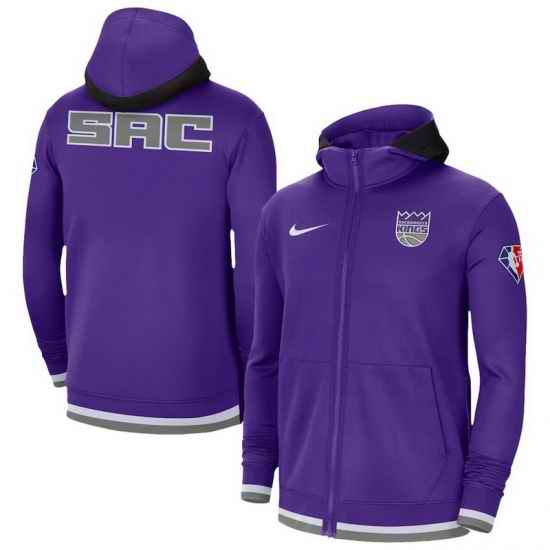 Men Sacramento Kings Nike 75th Anniversary Performance Showtime Full Zip Hoodie Jacket  Purple